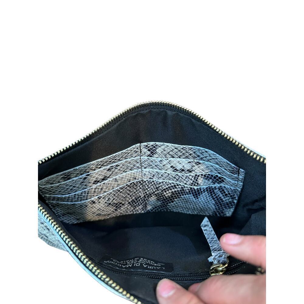 Laura di Maggio Women's Gray Black Snake Print Genuine Leather Wristlet - Picture 4 of 5